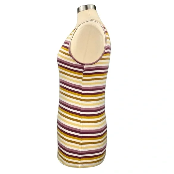 A New Day Yellow and Purple Striped Target Classic Casual Scoop Neck Tank Top - Picture 9 of 13